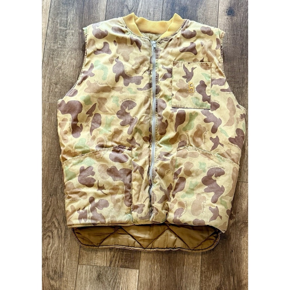 Bob Allen Vest Mens L Camo Quilted Reversible Ducks Unlimited Insulated USA EUC!
